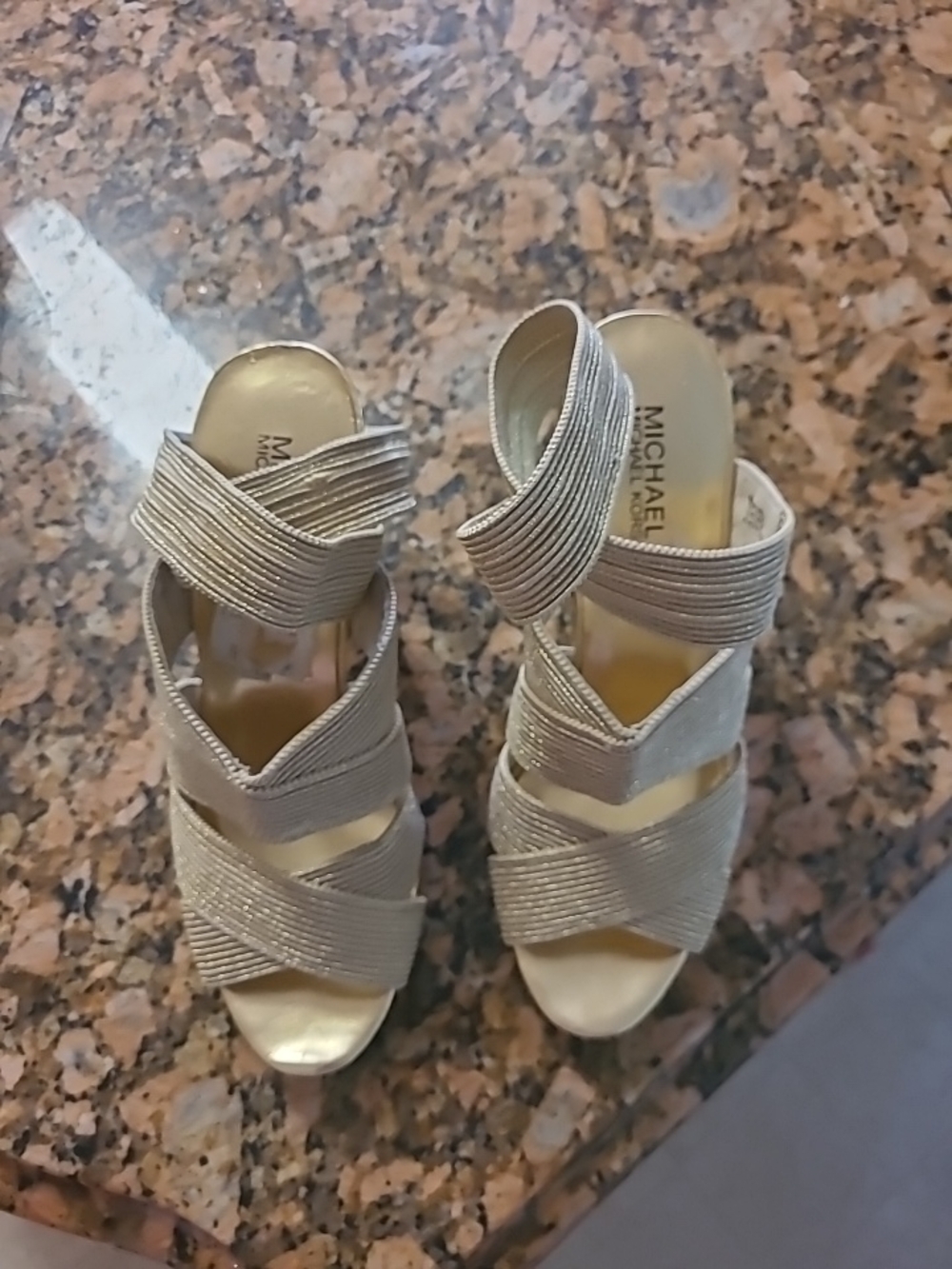 Good Used Condition Michael Kors Gold Textured Heels Women’s 8.5